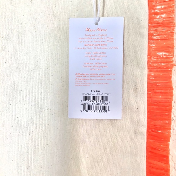 NWT Meri Meri Canvas Tote Bag with Fringe Trim. - Picture 4 of 4